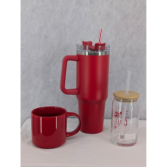 New 3 Piece Dolly Parton Christmas Drinkware Set Tumbler Mug Drinking Glass - Picture 6 of 7